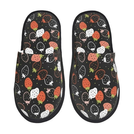 

Slippers for Women Men cartoon Strawberry black Warm Womens Mens House Shoes Bedroom Slippers Fuzzy Memory Foam Slippers Winter House Indoor Shoes Aesthetic Dorm Slippers
