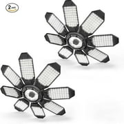 200W LED Garage Light, 30000LM Deformable Ceiling Light with 8+1 Panels, 6500K, E26/E27 Screw-in Bulb, for Workshop, Storage, Warehouse, Attic