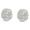 thumbnail image 4 of 10K White Gold 1ct TDW Rose-Cut Diamond Floral Cluster Earrings (I-J, I2-I3), 4 of 7