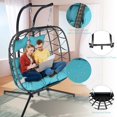 thumbnail image 4 of RADIATA Outdoor 2 Person Swing Egg Chair Double Wicker Hanging Egg Chair with Stand for Two 700 lbs Capaticy for Bedroom Balcony Patio, Gray, 4 of 10