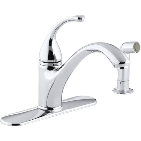 

K-10412-CP Forté 4-Hole Kitchen Sink Faucet with 9-1/16 Spout Matching Finish Sidespray Single Lever Handle Polished Chrome
