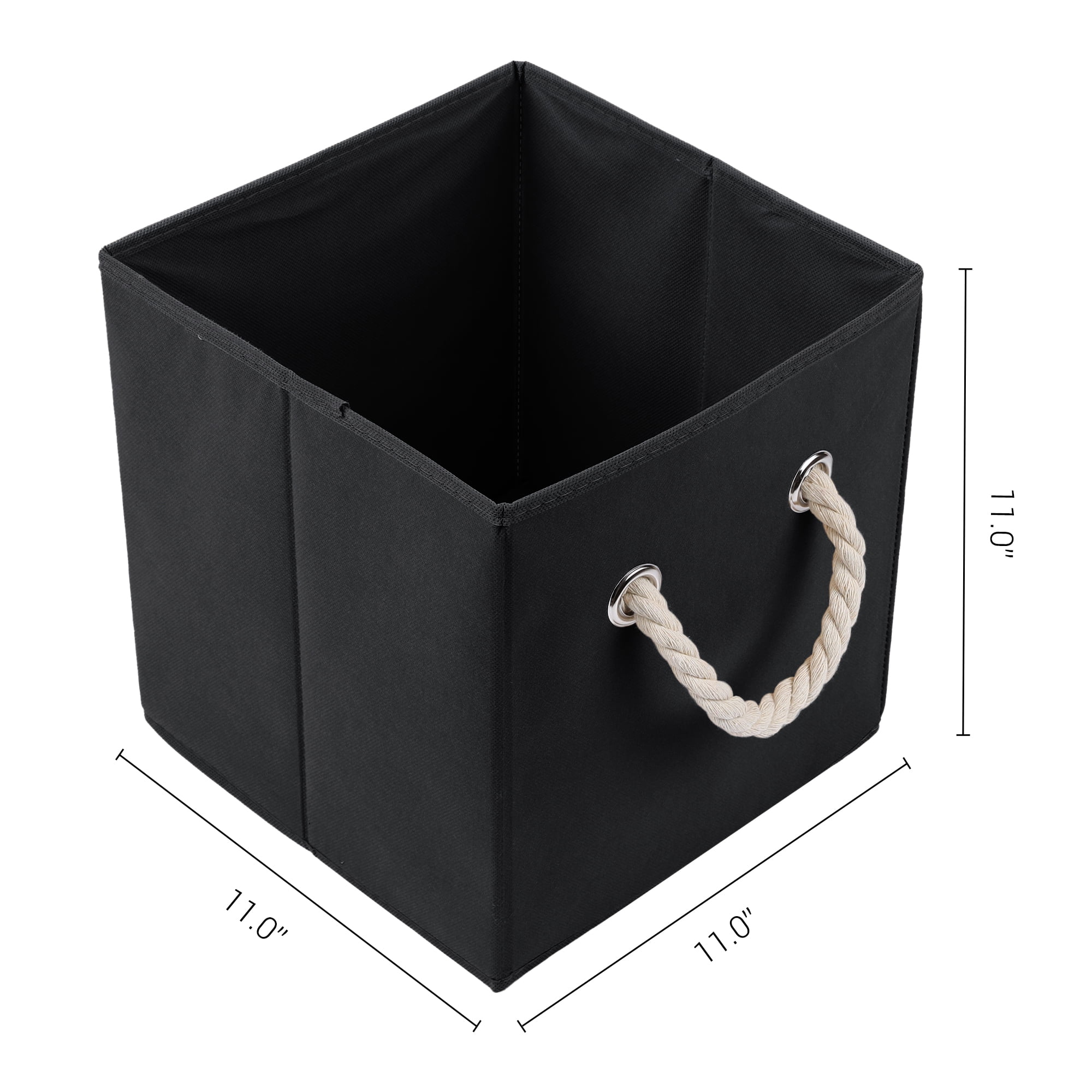 Unique Bargains Fabric Storage Bin with Handles Black 11*11*11in
