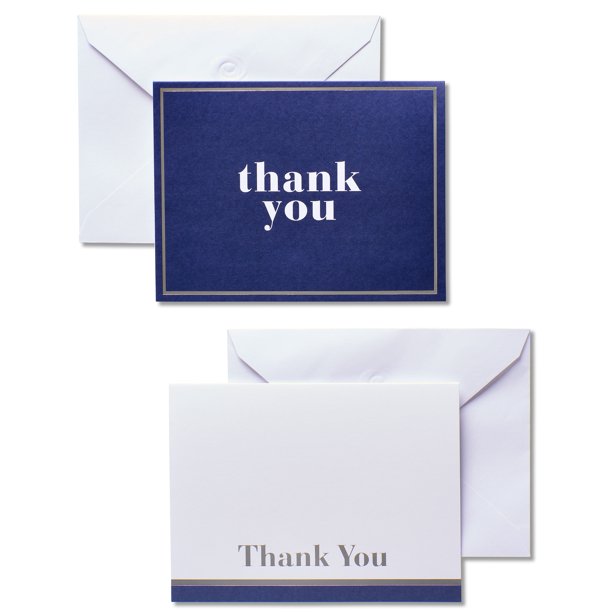 American Greetings 50 Count Thank You Cards and White Envelopes, Blue ...