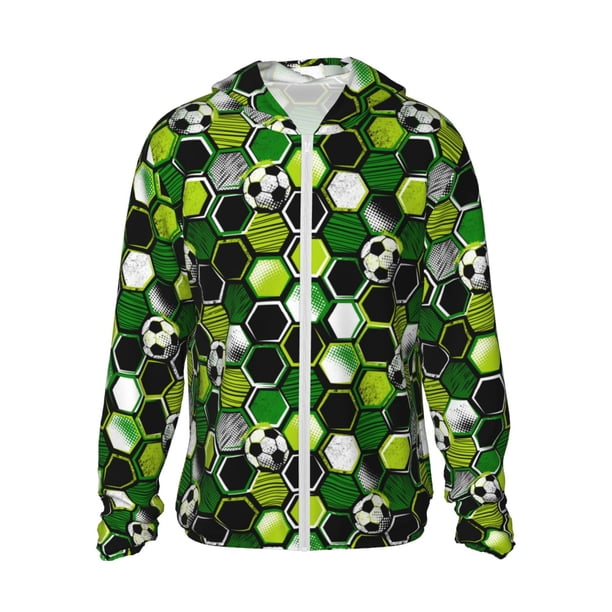 Fotbe Soccer1 Chaqueta con Protección Solar UPF 50+ para Hombre y Mujer, Camisa con Capucha y Bolsillos-Small