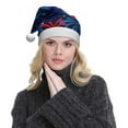 thumbnail image 5 of KLL Christmas Hats for Adults Plush Red White Blue Fireworks Print Santa Hat Xmas Fluffy Santa Claus Hat for Women Men, 5 of 6
