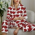 thumbnail image 6 of Yiaed Cute Red Crab Print Pajamas Women's Long Sleeve Sleepwear Soft Button Down Loungewear Pjs Lounge Set Nightwear Womens Pajama Pants-Small, 6 of 7