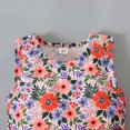 thumbnail image 6 of Odeerbi 2025 Toddler Baby Girls Children Summer Sleeveless Floral Vest Flower Print Bow Lace Mesh Dress, 6 of 9
