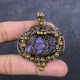 thumbnail image 2 of Natural Russian Charoite Handmade Copper Wire Wrap Jewelry Pendant 2.24", 2 of 4