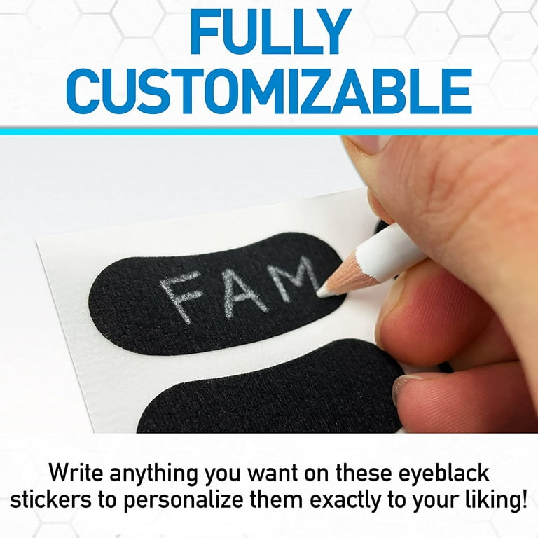 Franklin Sports Eye Black Stickers for Kids - Customizable Lettering  Baseball and Football Eye Black Stickers - White Pencil Included - Includes  24