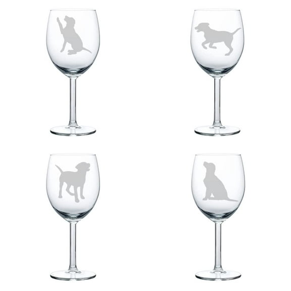 Set of 4 Wine Glass Goblet Labrador Retriever Collection (10 oz)