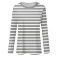 thumbnail image 4 of Women's Long Sleeve Striped T-Shirt, Casual Red and White Crew Neck Top, Soft Cotton Blend, 4 of 8