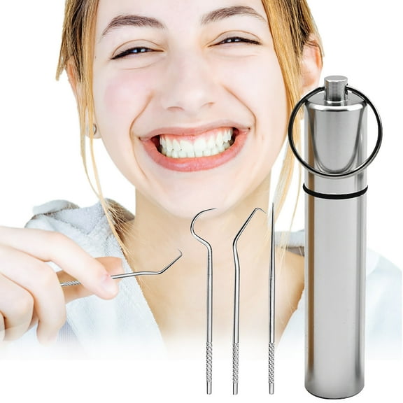 Stainless Steel Probe Tool Kit with 3 Piece Scraper Tweezers for Teeth Cleaning Care 3PCS