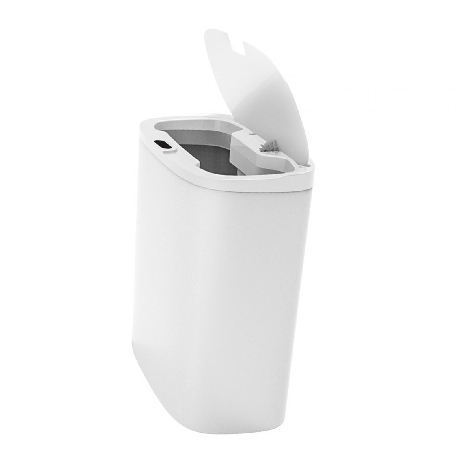 Touchless Trash Can, Electric Garbage Bin Toilet with Lid, Narrow Waterproof Intelligent Induction Trash Bin for Bedroom, Kitchen Bathroom white