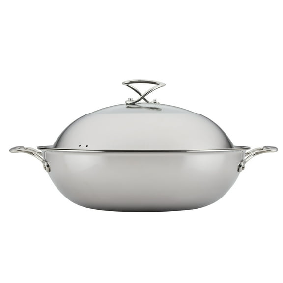 Circulon Clad Stainless Steel Induction 14 Inch Wok, Silver