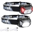 thumbnail image 1 of Powerful Rechargeable LED Headlamp, D500 USB LED Head Torch 2000lux White and Red Light 6 Lighting Modes IPX6 for Cycling, Camping, Hiking, DIY - 2 Pc, 1 of 5