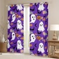thumbnail image 2 of Feelyou Purple Gothic Haloween Black Out Curtains, Kawaii Cartoon Ghost Pumpkin Curtains Pack of 2 (42x63 Each), Groovy Daisy Flower Bedroom Curtains, Blackout Curtains Home Decor, 2 of 6