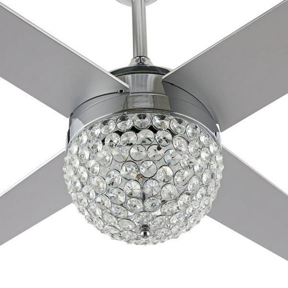 SAFAVIEH Ceiling Light Fan Crista 3Lt 48" Ceiling Fan Chrome / Clear