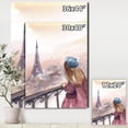 thumbnail image 3 of DESIGN ART Designart 'Young Paris Girl Watching Eiffel Tower' Traditional Canvas Wall Art 30 in. wide x 40 in. high, 3 of 5