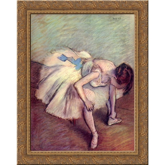 Seated Dancer 24x18 Gold Ornate Wood Framed Canvas Art by Edgar Degas