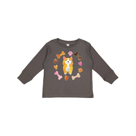 

Inktastic Cute Corgi Puppy Valentine with Hearts and Bones Gift Toddler Boy or Toddler Girl Long Sleeve T-Shirt