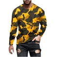 thumbnail image 3 of UVEASISHA Camo T Shirts for Men Long Sleeve Stylish Hipster Tees Novelty Camouflage Print Atheltic Tops Loose Fit Casual Crewneck Pullover Tee On Sale Yellow M, 3 of 6
