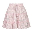 thumbnail image 4 of Lilgiuy Women Summer Casual Vintage High Waist Floral Print Beach Ruffled Short Skirt,Pink,8（L） Winter Dresses for 2022, 4 of 5