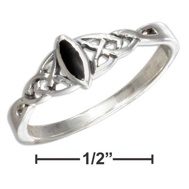 Black Onyx Marquise Shape Braided Design Sterling Silver 925 White Rhodium Ring 