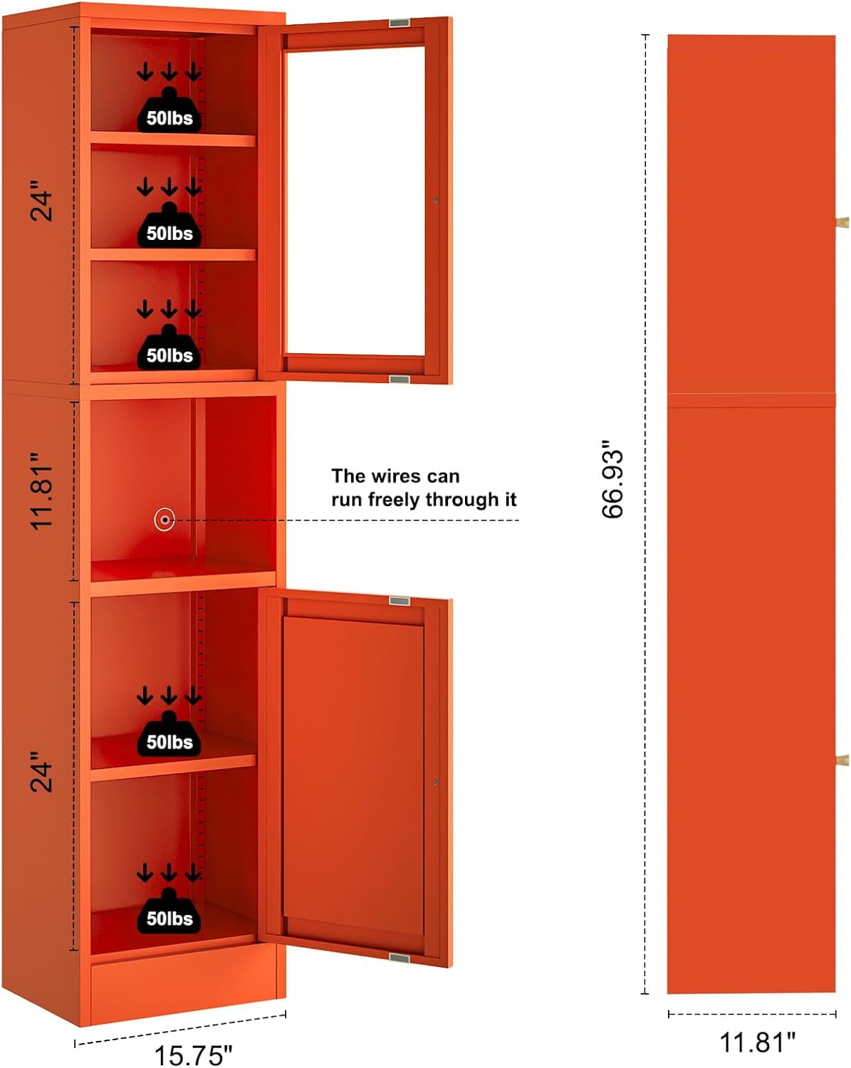 Tall Bathroom Storage Cabinet,Slim Metal Locker with Glass Doors,Freestanding Display Cabinet for Storage, Tall Narrow Cabinets for Pantry, Living Room,Entryway