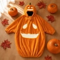 thumbnail image 4 of Wiyuqeen Soft Flannel Plush Pumpkin Hooded Sleep Dress for Women Halloween Jack O Lantern Onesie Pajamas Oversized Long Sleeve Loungewear Cute Holiday Gift for Fall Halloween Party, 4 of 9