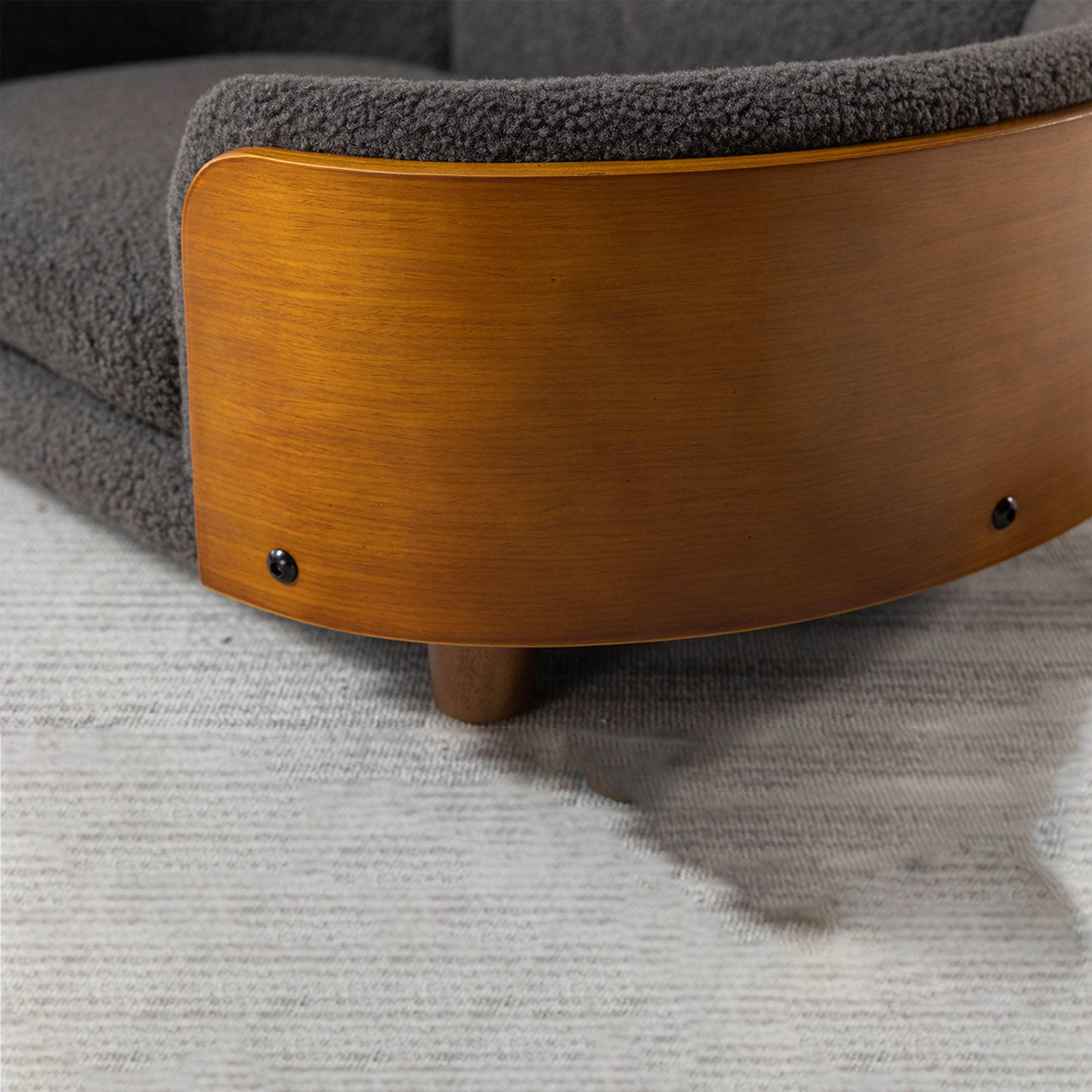 Pefilos 30" Elevated Pet Dog Bed with Solid Wood Legs and Walnut Bent Wood Back, Cashmere Cushion, Pet Sofa for Indoors Dogs, Gray Pefilos 30" Elevated Pet Dog Bed with Solid Wood Legs and Walnut Bent Wood Back, Cashmere Cushion, Pet Sofa for Indoors Dogs, Gray