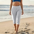 thumbnail image 6 of PWPSG Womens Jogger Capri Pants, High Waist Straight Leg Construction, Soft Terry Material with Comfort Fit for Sporty Casual Outing Gray L, 6 of 8