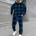 thumbnail image 5 of Hearthz Men's Hoodie Tracksuit 2 Pieces Set Plaid Fleece Hoodie Baggy Jogger Sweatpants Set Winter Big and Tall Sweatsuits, 5 of 6