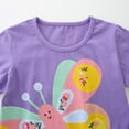 thumbnail image 2 of Bonita camiseta de verano para niñas, sudadera con estampado de mariposas, cuello redondo y manga corta., 2 of 8