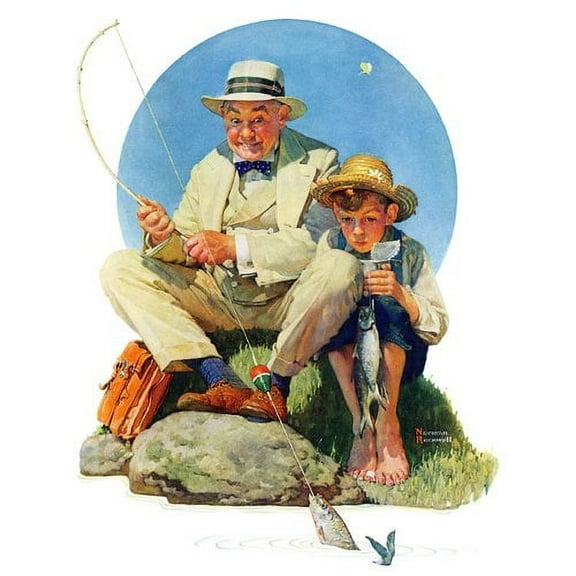 Marmont Hill "Catching the Big One" by Norman Rockwell Painting Print on Canvas