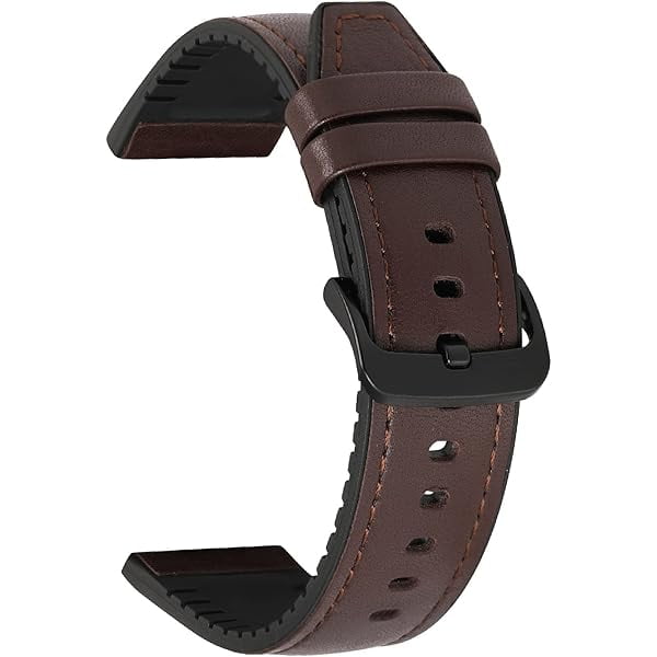 wonima11 Quick Release Watch Band, 20mm 22mm Universal Sweatproof Genuine Leather Silicone Hybrid Men Replacement Wristband Strap with Stainless Steel Clasp