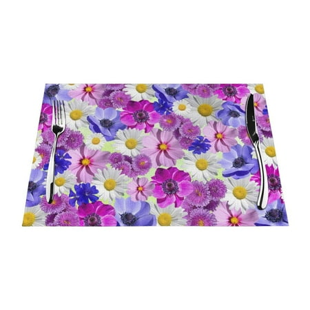 

PUREYAH Table Placemats Set of 4 PCS Washable Heat Resistant Blossoms Flower Nature Table Decorations Placemats for Dining Room Kitchen