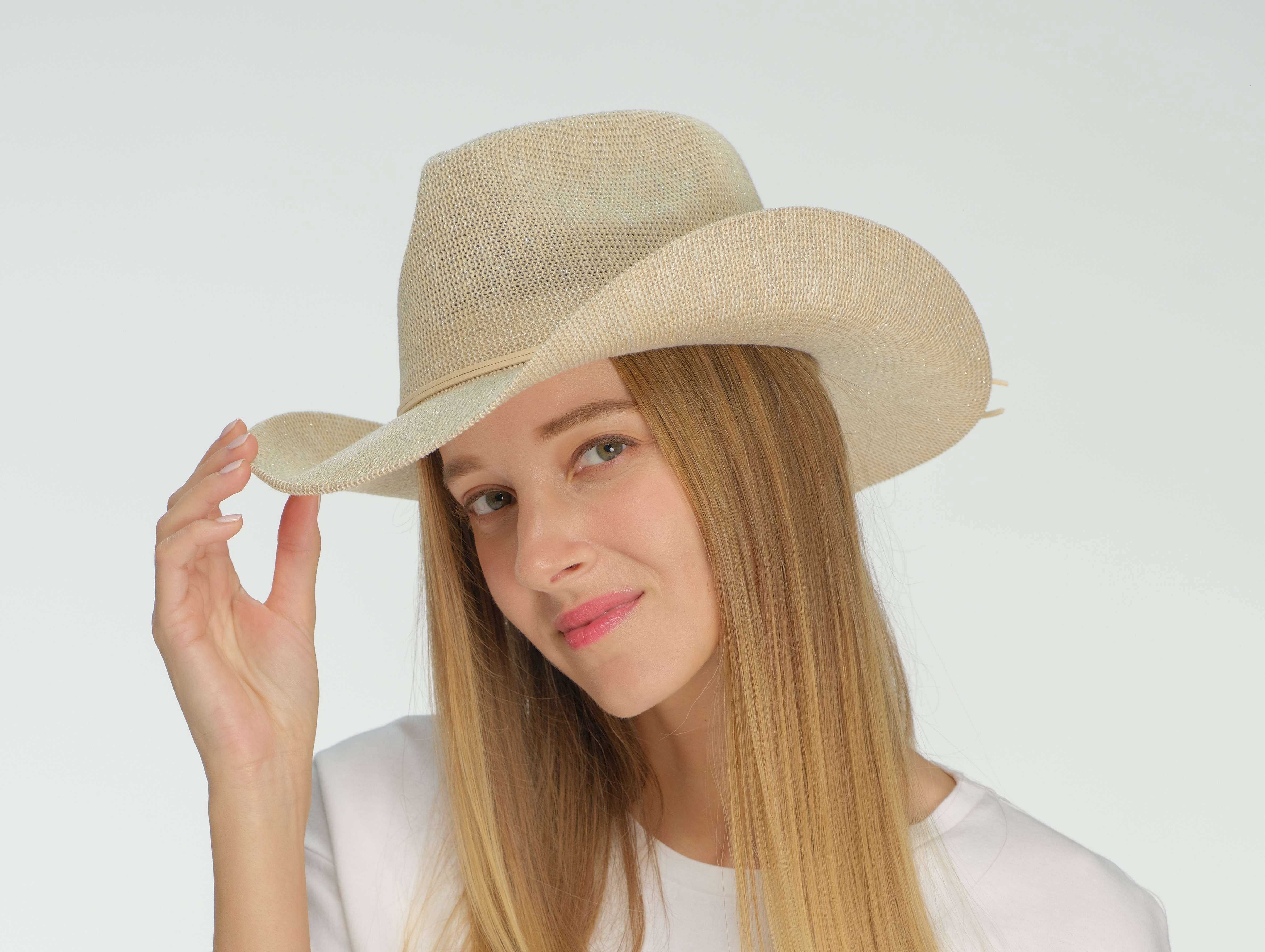 5186 Sparkly Sequin Cowboy Hat With Suede String Trim, Dusty Rose C.C Sparkly Sequin Cowboy Hat with Suede String Trim, Dusty  main image 4