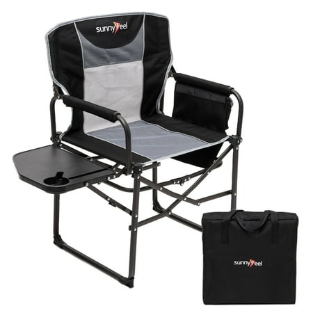 SUNNYFEEL Camping Directors Chair  Heavy Duty Oversized Portable Folding Chair with Side Table  Pocket for Beach  Fishing Trip Picnic Lawn Concert Outdoor Foldable Camp Chairs