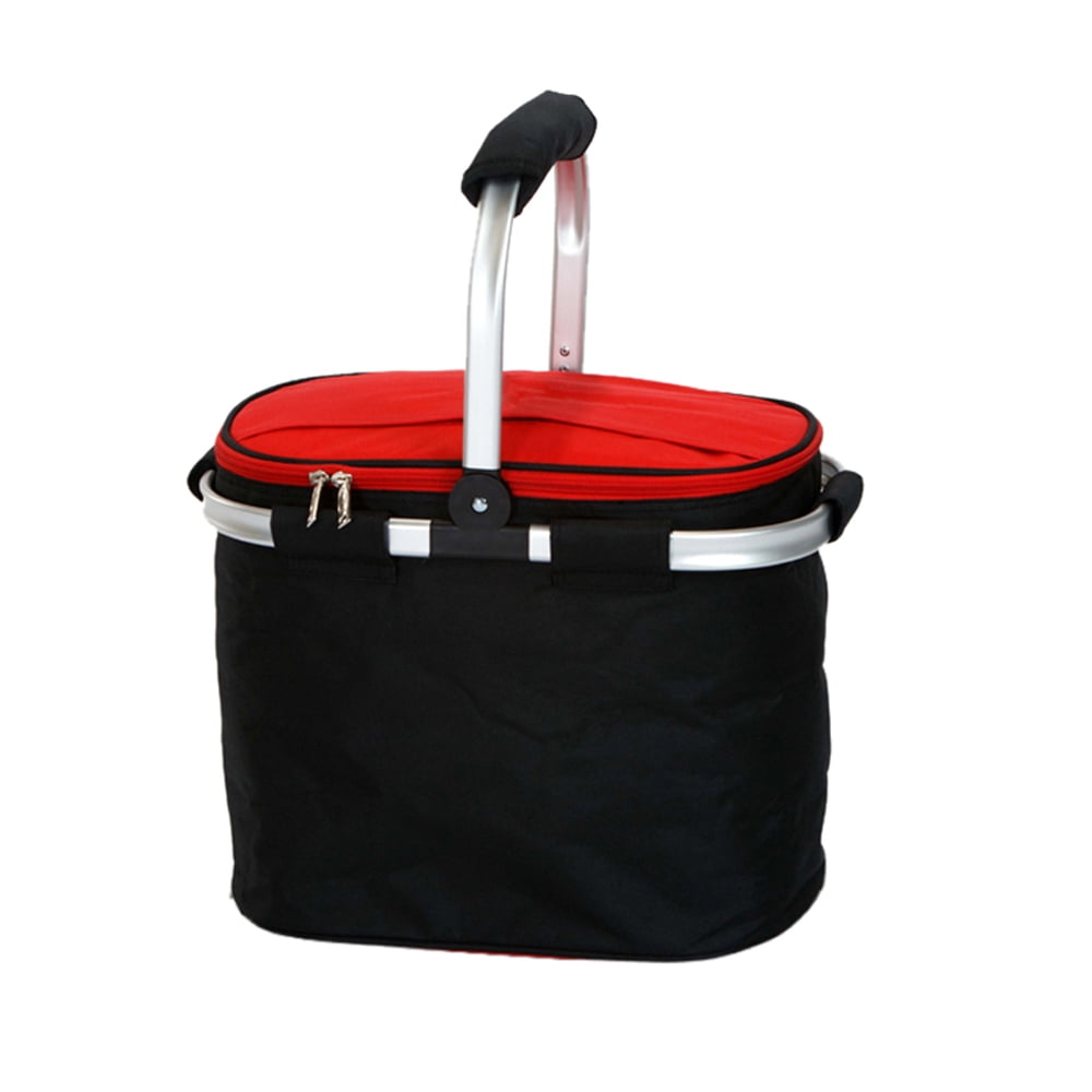 PINK BLUE NEW Sachi Collapsible Insulated Picnic Basket W/ Accessories in RED 