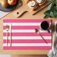 thumbnail image 2 of Pink Striped Placemats Set of 4 Modern Simple Monochrome Geometric White Place Mats Indoor Wipeable Table Mats Washable Cloth Dining Table Placemats for Kitchen Holiday Party Home Decor 13x19 Inch, 2 of 9