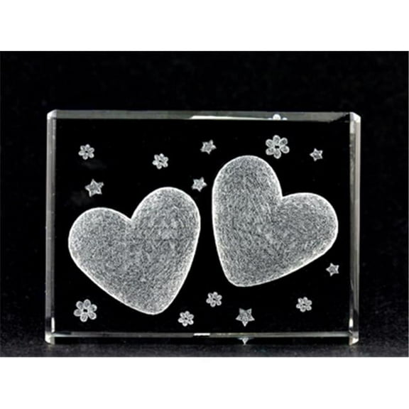 Asfour Crystal 1162-70-09 2.75 L x 2 H x 1 W in. Crystal Laser-Engraved Two Hearts Love & Hearts Laser-Cut