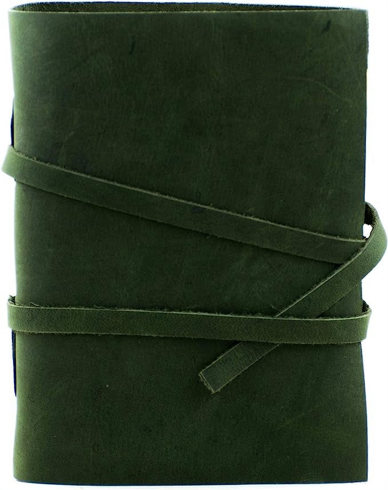 OVERDOSE Deckle Green Leather Journal - Vintage Travel Journal for Men & Women Sketch Writing Diary Sketchbook Book of Shadows Handmade Vintage Deckle Edge Paper - 6 x 8 inches | 15 x 20 cm | A5