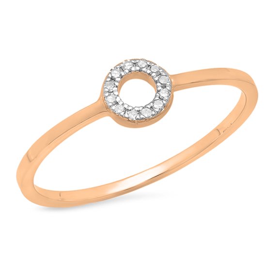 0.05 Carat (ctw) 10K Rose Gold Round Cut White Diamond Ladies Bridal Engagement Ring