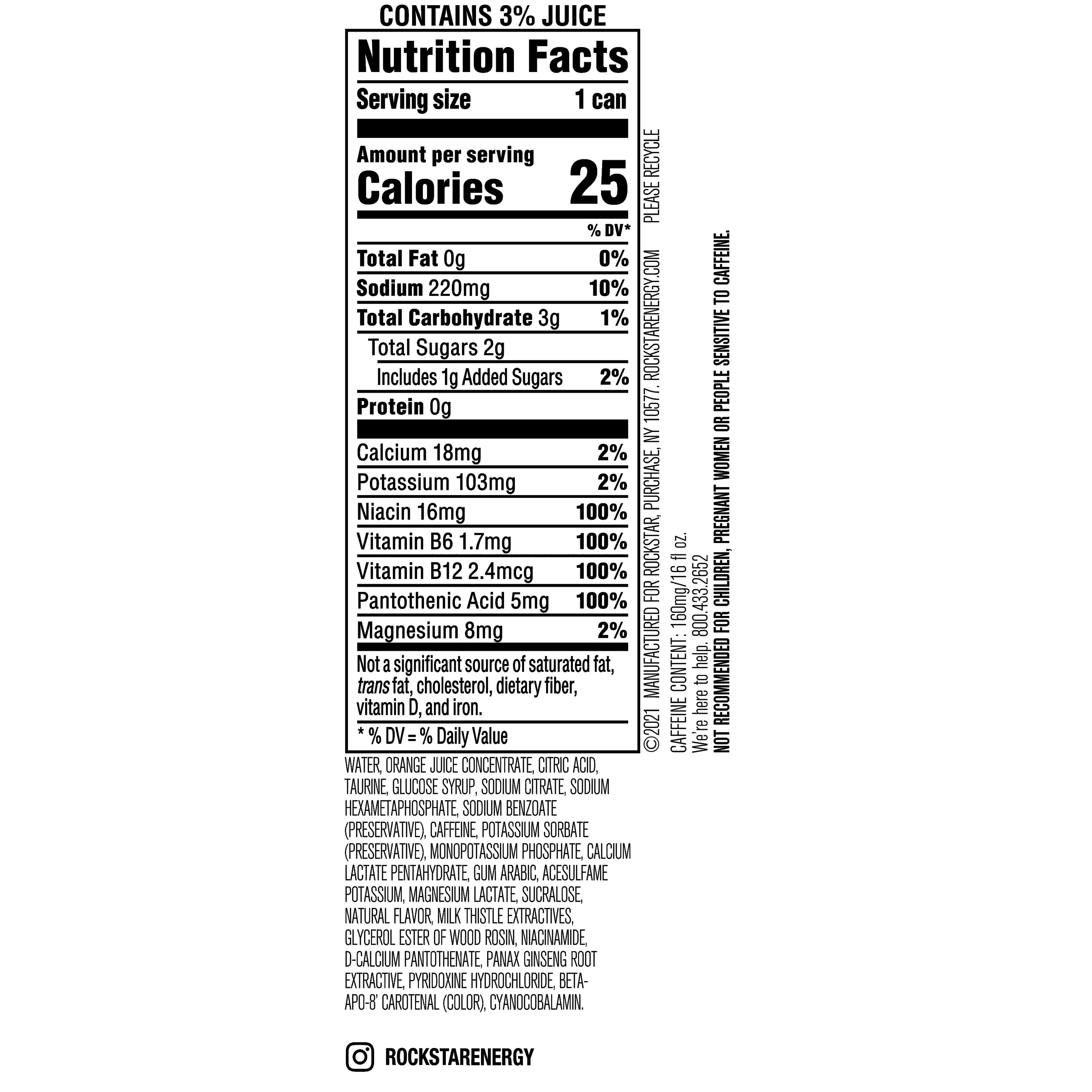 Rockstar Recovery Orange Energy Drink with Electrolytes, 16 oz Can