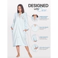 thumbnail image 4 of Casual Nights Women's Quilted Zip Up Robe With Pockets, Long Sleeve House Coat Duster, Poly-Cotton Blend Sleepwear, Blue - Midi XX-Large, 4 of 6