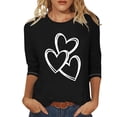 thumbnail image 3 of Besolor Valentines Day T Shirt Women Blouses Valentines Day Shirt for Womens Trendy Heart Print Tees 3/4 Sleeve Tops, 3 of 3