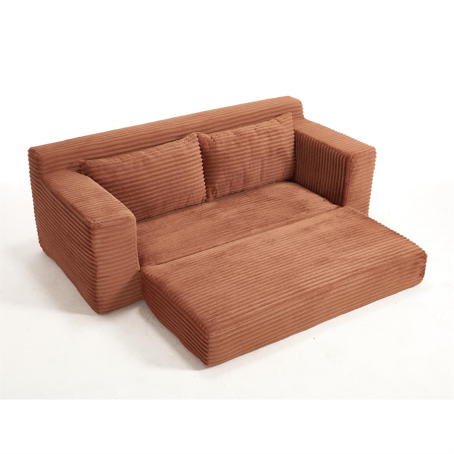 Demi Bonn 72" Cozy Loveseat Sofa Bed with Memory Foam & Sturdy Steel Frame, No Assembly Needed, Convertible 2-in-1 Couch for Small Spaces, Apartments, Orange