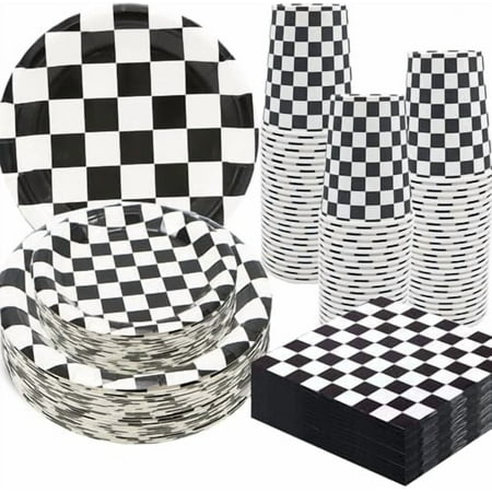 100Pcs Black and White Checkered Race Car Party Supplies, 222 – Home Decor, Kitchen, & Other