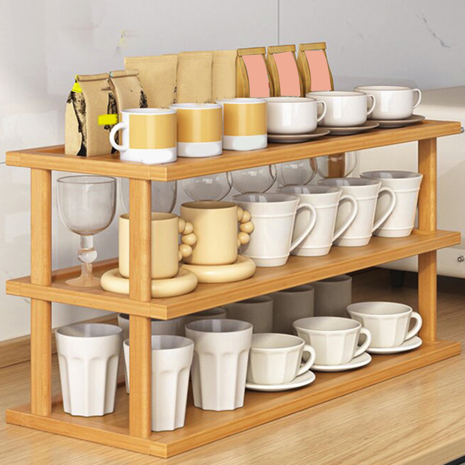 3 Tier Wooden Shelf Bookcase, Modern Open Bookshelf Bamboo Shoe Rack Storage Rack, Multifunctional Display Stand Organizer For Living Room Bedroom Office Entryway Practical Home Furniture