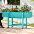 thumbnail image 2 of LUE BONA Raised Garden Bed with Wheels, 48 * 16.7 * 28 in, Poly Elevated Outdoor Planter Box with Tools, Weather Resistant, Standing Growing Bed Herb Planter for Vegetable, Flowers, Fruits, 2 of 8
